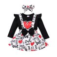 thumbnail image 1 of Winter Savings Clearance! Edvintorg 12M-4T Fall Clothes For Kids Girl Newborn Baby Girl Long Sleeve Valentine Heart Tops+Bowknot Suspender Skirt + Hairband Set 3Pc Costume For Girls, 1 of 6