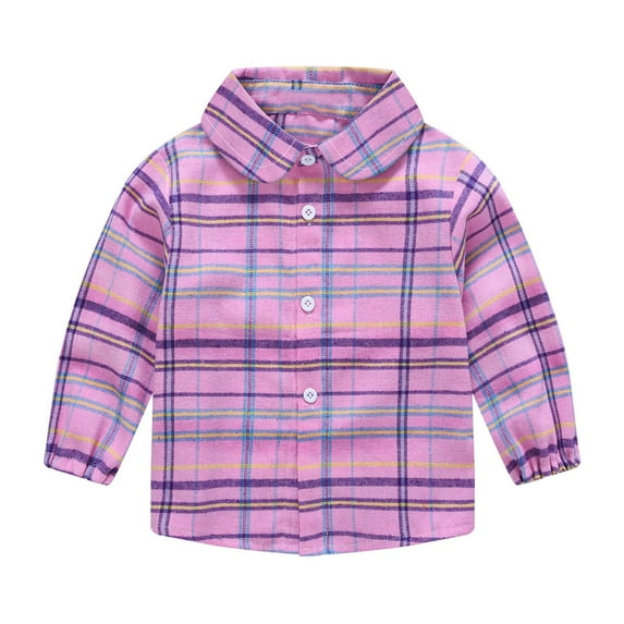 Edvintorg 18M-6Y Spring Fall Plaid Shirt Toddler Kids Baby Boys Girl Jackets Fashion Cute Lattice Pattern Print Long Sleeves Buttons Shirt Cotton Children Outerwear