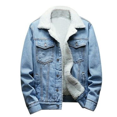 Winter Savings Clearance! Edvintorg Jean Jacket For Men Casual Winter Sherpa Denim Jackets Fashion Trucker Jean Coat Single Breasted Jacket Coat Outwear