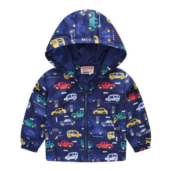 Edvintorg Toddler Baby Girls Boys Cartoon Print Jacket Fashion Long Sleeved Hooded Fall Jackets Kids Boy Coats 1-6 Years Children Outerwear with Zipper