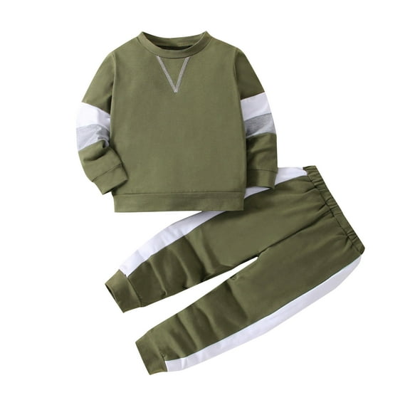 Edvintorg Toddler Boy Clothes Set Fashion Colorblock Long Sleeve Pullover Suit 2 Piece Set for Kids Girls Winter Sweatsuit 18Months-6Years Kids Boutique Outfits
