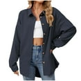 thumbnail image 1 of Erwazi Button Down Shirt Women Oversized Casual Knit Tops Long Sleeve Loose Fit Shacket, 1 of 8