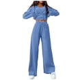 thumbnail image 1 of Winter Savings Clearance! Lindreshi 2 Piece Lounge Set for Women Clearance Womens Fall Track Suits 3 Piece Outfits Matching Sets Ribbed Knit Cardigan Cropped Tank Tops Wide Leg Pants, 1 of 9