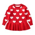 thumbnail image 1 of Lindreshi Baby Girl Clothes Infant Baby Kids Girls Knit Heart Print Ruffle Dress Princess Dress, 1 of 5