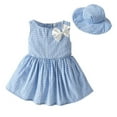thumbnail image 1 of Lindreshi Baby Girl Clothes Toddler Kids Baby Girls Summer Bowknot Sleeveless Dress Princess Dress+Hat Suit, 1 of 8