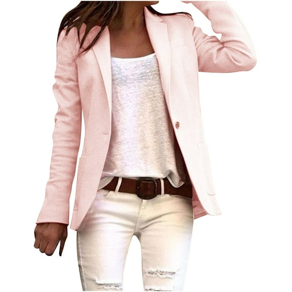 Lindreshi Blazers for Women Business Casual Women Casual Fashion Solid Color Long Sleeve Slim Jacket Suit