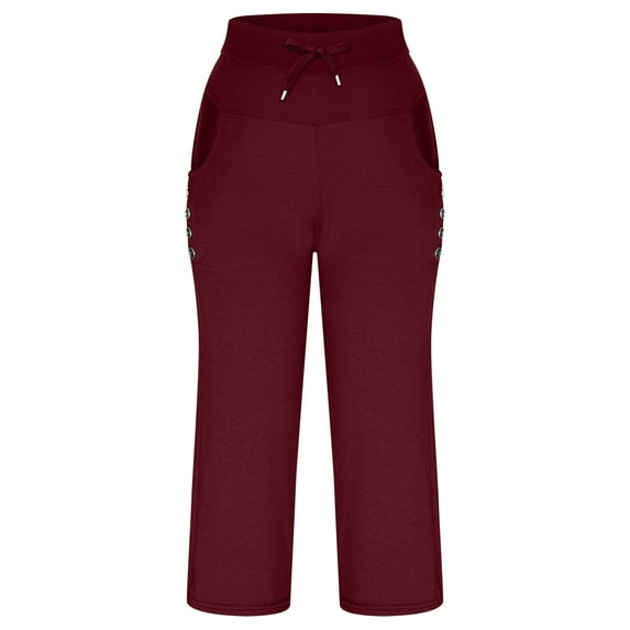 Lindreshi Capri Leggings with Pockets Womens Winter Wide Leg Yoga Sports Loose Casual Pants Stretch Gym Cropped Trousers