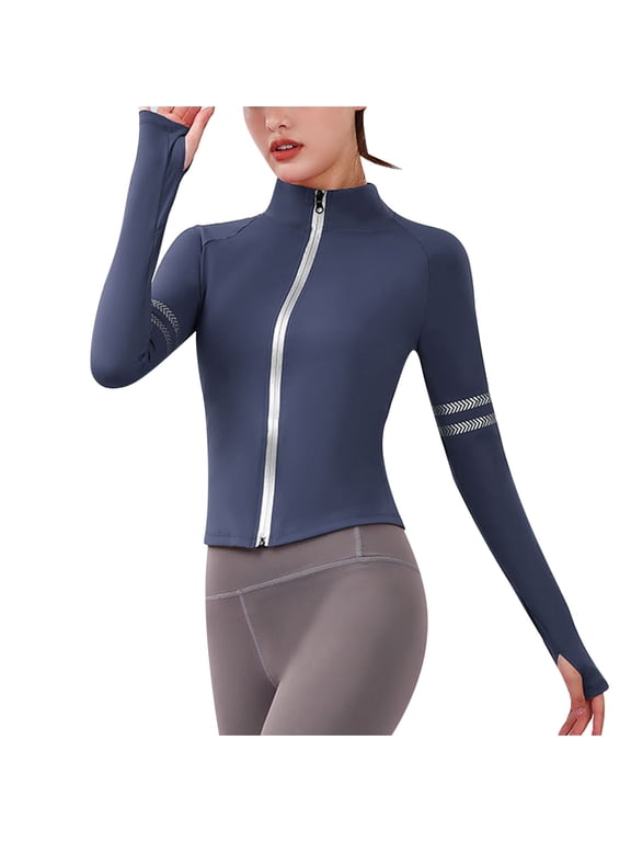 Cardigan Sweaters for Women Lightweight Women's Outdoor Running Fitness Exercise Zipper Quick Dry Cardigan Stand Collar Long Sleeve Jacket Yoga Jacket