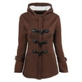 thumbnail image 1 of Winter Savings Clearance! Lindreshi Hoodies for Women Winter Clearance Women Solid Horn Buttons Cardigan Padded Hooded Coat Long Sleeve Jacket Overcoat Tops, 1 of 7