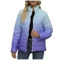 thumbnail image 1 of Winter Savings Clearance! Lindreshi Jackets for Women Casual Fall Clearance Women's Fashion Gradient Cotton-Padded Jacket Hooded Zipper Short Coat Blouse, 1 of 5