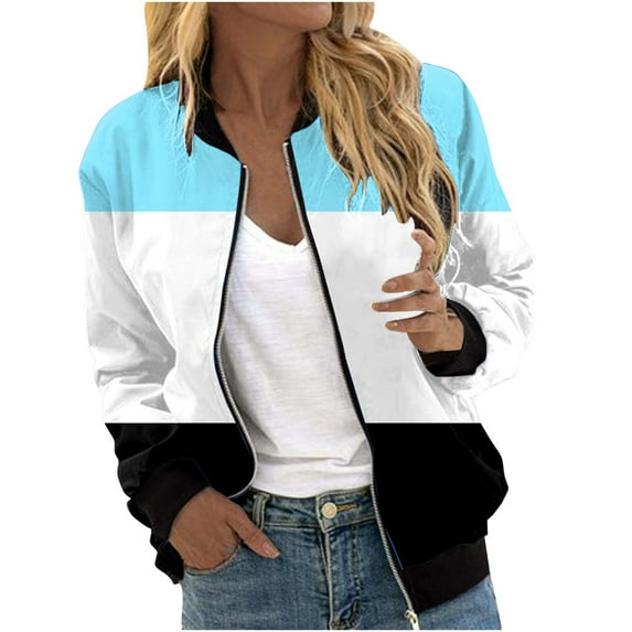 Winter Savings Clearance! Lindreshi Jackets for Women Casual Fall Clearance Women's Casual Fashion Printed Pocket Zippered Coat