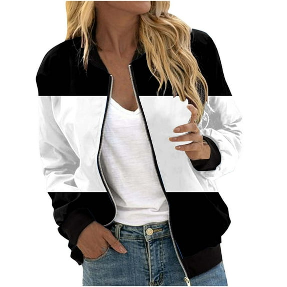 Winter Savings Clearance! Lindreshi Jackets for Women Casual Fall Clearance Women's Casual Fashion Printed Pocket Zippered Coat