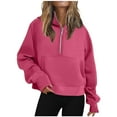 thumbnail image 1 of Lindreshi Long Sleeve Shirts for Women Women Half Zip Cropped Hoodies Fleece Quarter Zip up Pullover Sweatshirts Winter Clothes 2025 Outfits Sweater Coat, 1 of 6