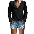 thumbnail image 1 of Lindreshi Long Sleeve Shirts for Women Women's Fashion Loose Women's Button V-Neck Long Sleeve Women's Top, 1 of 6