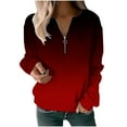 thumbnail image 1 of Lindreshi Long Sleeve Shirts for Women Women's Printed Zippered Round Neck Long Sleeved Top, 1 of 4