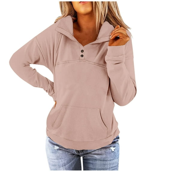 Lindreshi Long Sleeve Shirts for Women Women Fall Winter Color V-Neck Long Sleeve Tops Pullover Blouse Sweatshirts