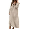thumbnail image 1 of Winter Savings Clearance! Lindreshi Maxi Dresses for Women Long Sleeve Fashion Women Winter Casual V-Neck Long Sleeve Button Long Dress, 1 of 6