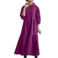 thumbnail image 1 of Winter Savings Clearance! Lindreshi Plus Size Dresses for Women on Clearance Women Hooded Neck Solid Color Long Sleeve Loose Dress Long Dress with Pockets, 1 of 8