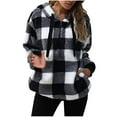 thumbnail image 1 of Lindreshi Plus Size Tops Long Sleeve Women's Fashion Casual Colorful Pullover Round Neck Hooded Plaid Long Sleeve Plush Top, 1 of 4