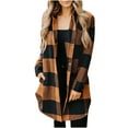 thumbnail image 1 of Winter Savings Clearance! Lindreshi Shackets for Women Fall Women's Autumn and Winter Casual Plaid Shirt Medium Long Sleeve Coat Pocket Plaid Shirt Top, 1 of 6