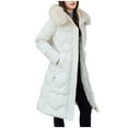 thumbnail image 1 of Winter Savings Clearance! Lindreshi Shackets for Women 2023 with Pockets Women's Fashion Thick Long-Sleeved Hooded Jacket In Cotton-Padded Jacket, 1 of 4