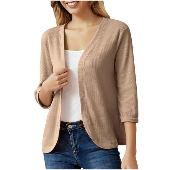 Lindreshi Shackets for Women Fall Fashion Woman Long Sleeve T-Shirt Open Front Outerwear Solid Blouse Coat Tops Cardigan
