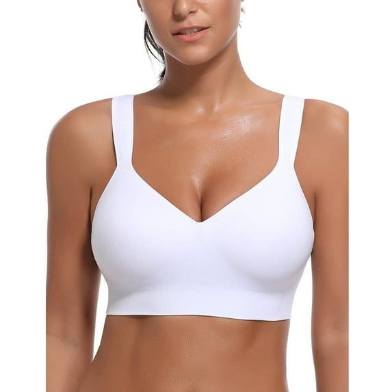 Lindreshi Sports Bras for Women Women V-Neck Solid Comfort Sports Yoga Top Traceless Camisole Underwear Bra