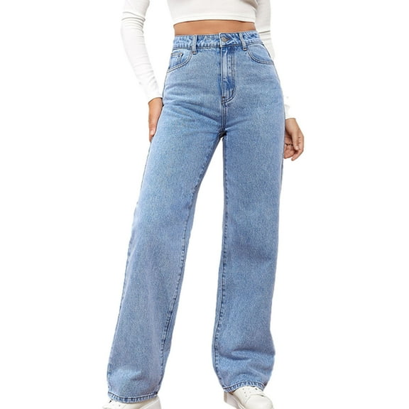 Winter Savings Clearance! Lindreshi Straight Leg Jeans for Women Fashion Women High Waisted Stretch Slim Casual Pencil Pants