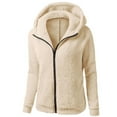 thumbnail image 1 of Winter Savings Clearance! Lindreshi Sweaters for Women Clearance Women Hooded Sweater Coat Winter Warm Wool Zipper Coat Cotton Coat Outwear, 1 of 3