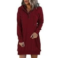 thumbnail image 1 of Lindreshi Sweatshirts for Women Loose Fit with Hood Fall and Winter Long Sleeve Dress for Women Hooded Solid Casual Dress, 1 of 5