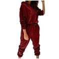 thumbnail image 1 of Lindreshi Sweatsuits 2pcs Sets Womens Women's Casual Color Long-Sleeve Drawstring Hooded Tops Pants Sets Sports Suits, 1 of 9