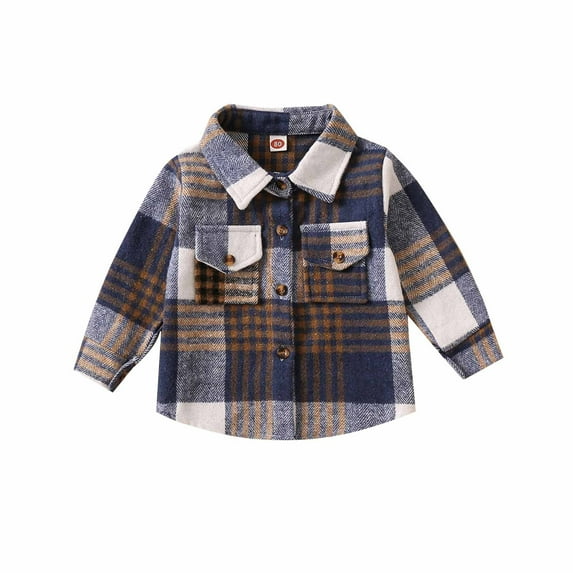 Winter Savings Clearance! Lindreshi Winter Coats for Toddler Girls and Boys Toddler Flannel Shirt Jacket Plaid Long Sleeve Lapel Shacket Kids Boys Girls Fall Tops