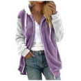 thumbnail image 1 of Lindreshi Winter Coats for Women Plus Size Fashion Women's Zipper V-Neck Pullover Tops Long Sleeve Hooded Blouse Sweatshirt, 1 of 5