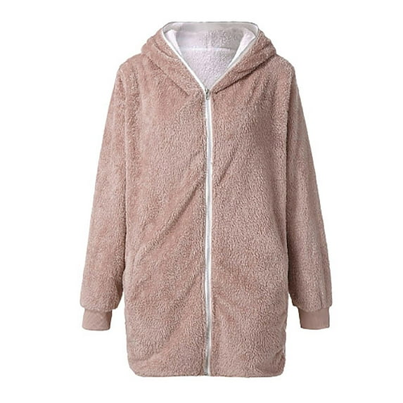 Lindreshi Winter Coats for Women Plus Size with Hood Womens Solid Oversized Zip Down Hooded Coat Cardigans Outwear with Pocket