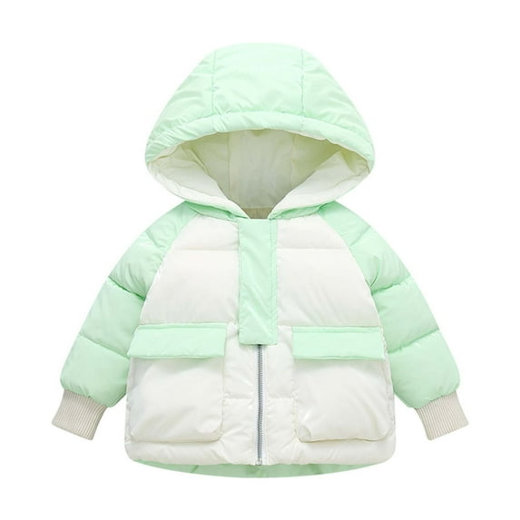 Winter Savings Clearance! Lindreshi Winter Coats for Toddler Girls and Boys Clearance Winter Baby Boys Girls Contrast Color Hooded Cotton Jacket