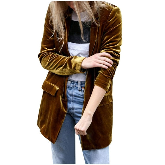 Lindreshi Winter Coats for Women Medium Fashion Womens Button Winter Turndown Collar Solid Long Sleeve Outerwear