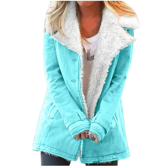 Winter Savings Clearance! Lindreshi Winter Coats for Women Clearance Medium Women Winter Warm Composite Plush Button Lapels Jacket Outwear Coat