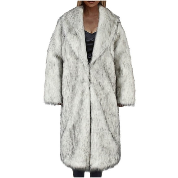 Winter Savings Clearance! Lindreshi Winter Jackets Women Clearance Womens Ladies Warm Faux Furry Coat Jacket Winter Turn Down Collar Outerwear