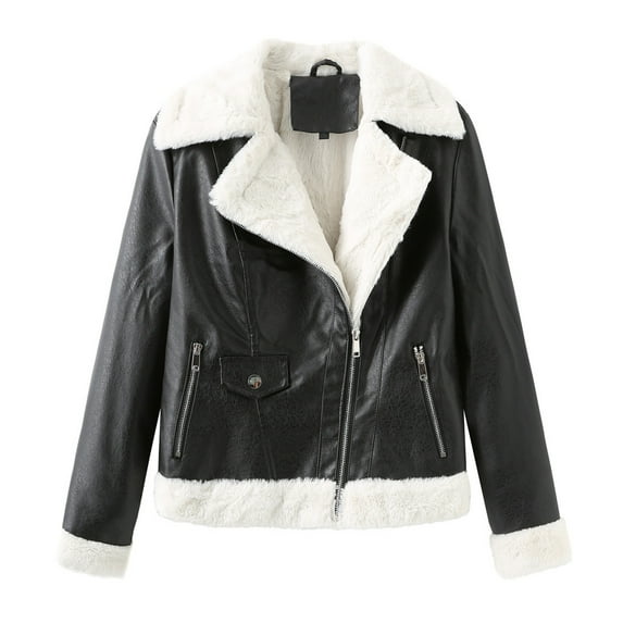 Lindreshi Winter Jackets Women Womens Warm Long Sleeve Jacket Slim Winter Parkas Faux Leather Hoodless