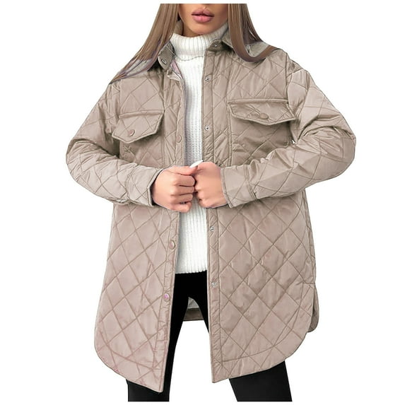 Lindreshi Winter Jackets Women Womens Warm Solid Hoodless Jacket Slim Winter Parkas Outwear
