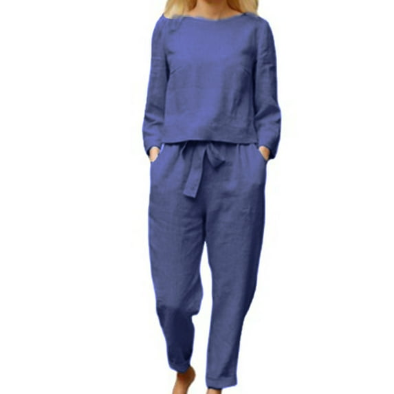 Winter Savings Clearance! Lindreshi Womens 2 Piece Outfit Fashion Woman Long Sleeve Blouse +Loose Pants Sets