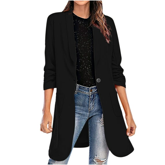 Winter Savings Clearance! Lindreshi Womens Blazers on Clearance Women's Casual Blazer Jackets Suit with Pokets Colored Long Sleeve For Business Office