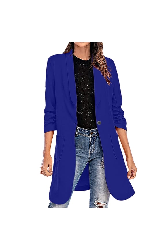 Womens Blazers on Women's Casual Blazer Jackets Suit with Pokets Colored Long Sleeve For Business Office