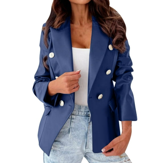 Winter Savings Clearance! Lindreshi Womens Blazers on Clearance Women Business Attire Solid Color Long Sleeve Cardigan Top Jacket Coat Outwear