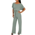 thumbnail image 1 of Lindreshi Womens Jumpsuits Dressy Women's Summer Short Sleeve Comfortable Casual Suspender Solid Jumpsuit, 1 of 7