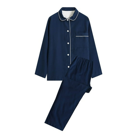 Lindreshi Womens Pajama Sets 2pc Women's Casual Homewear Long-Sleeve Tops Trousers Turndown Collar Night Pajamas Suits
