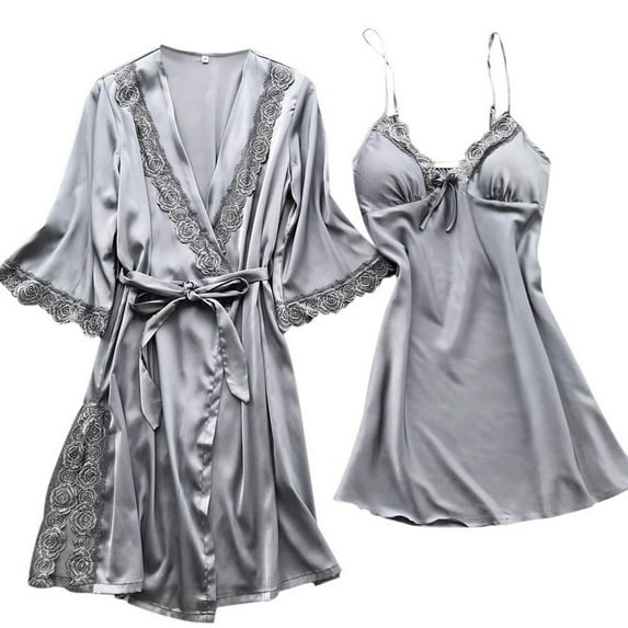 Winter Savings Clearance! Lindreshi Womens Pajamas Sets Clearance Ladies Fashion Comfortable Solid Color Lace Suspenders Pajamas Dress Woman Nightgown Home Clothes Suit