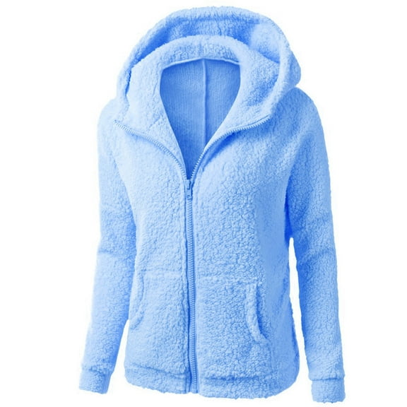 Lindreshi Zip up Hoodies for Women Plus Size Women Hooded Sweater Coat Winter Warm Wool Zipper Coat Cotton Coat Outwear