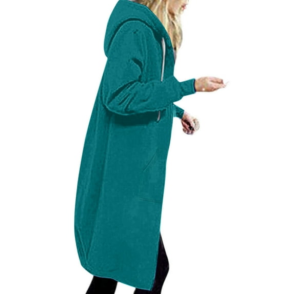 Lindreshi Zip up Hoodies for Women Plus Size Women's Popular Sweater Women's Medium Long Plush Insert Bag Hooded Zipper Windbreaker Coat Women