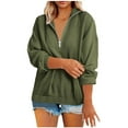 thumbnail image 1 of Lindreshi Zip Sweatshirts for Women without Hood Fashion Women's Zipper V-Neck Pullover Casual Tops, 1 of 7